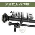 thumbnail image 4 of Double Curtain Rods 36 to 72 Inches with Solid Aluminum Alloy Brackets, 1 Inch Adjustable Drapery Rod, Heavy Duty Dual Curtains Rod for Window, Sliding Door, Bedroom Decoration, Matte Black, 4 of 7