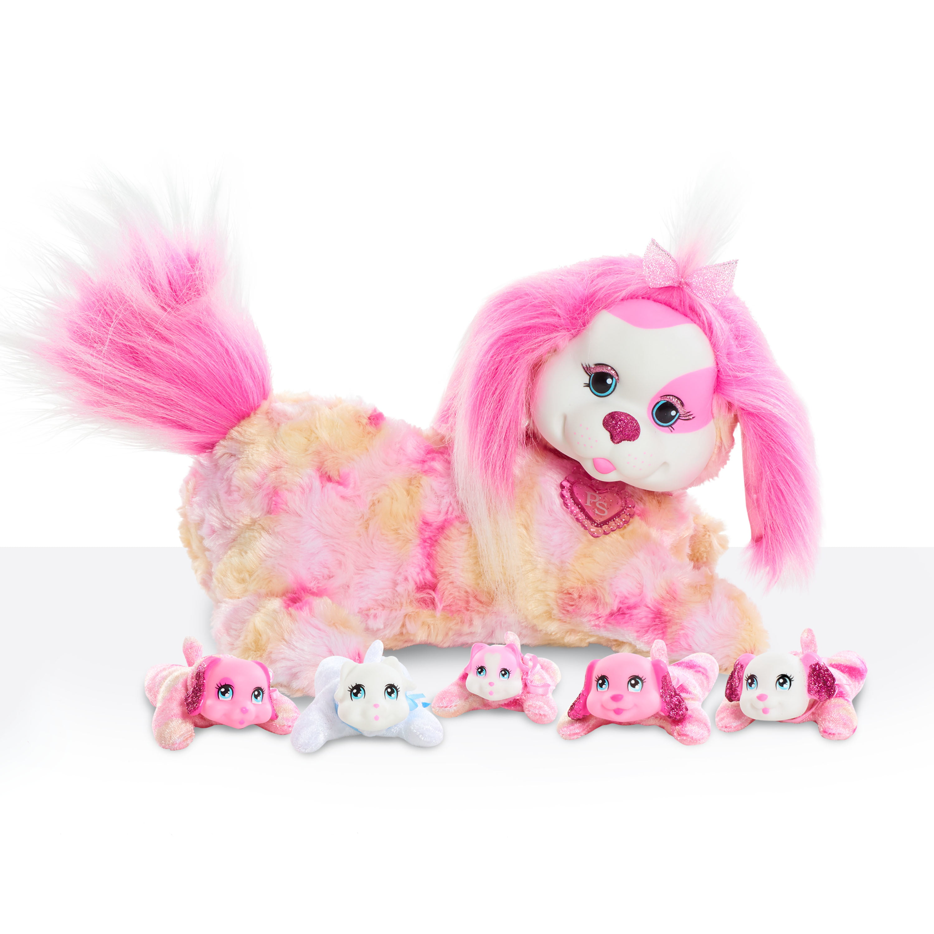 Just Play Puppy Surprise Luna Pink Stars Mommy Dog With 3 Puppies Plush 2016 for sale online 