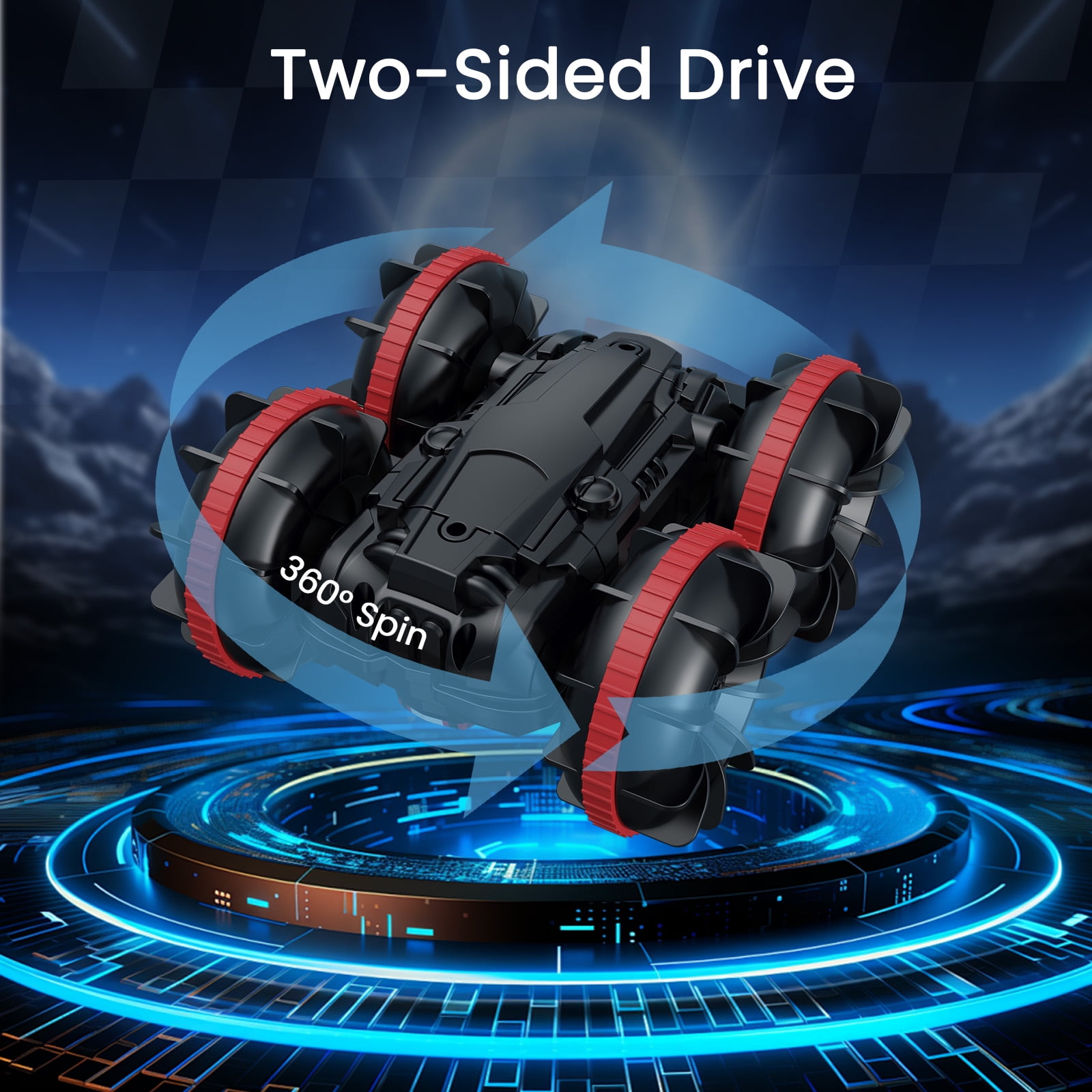 VILINICE Remote Control Car, 4WD RC Car with Double-Sided Driving, Land Water 2 in 1 Stunt Car, Toy Car for Boys & Girls, Gifts for Kids, Red
