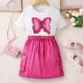 thumbnail image 2 of Shadoumai Girls 2 Piece Outfits Summer Clothes Short Sleeve Drop Shoulder Shirt and Skirt with Built-in Shorts Athletic Sets, 2 of 8