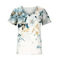 thumbnail image 5 of Summer Saving Wycnly Womens Blouses and Tops Dressy Fashion Going out Loose Fit Comfy Lightweight Ladies Tshirts Summer Floral V-Neck Short Sleeve Cute Tees Tops White l, 5 of 5