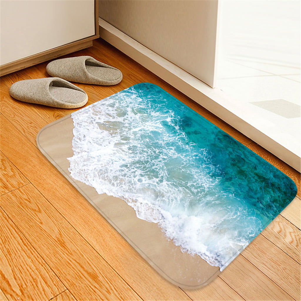 Sea Beach Flannel Kitchen Bath Bathroom Shower Floor Door Mat Rug Anti-Slip 