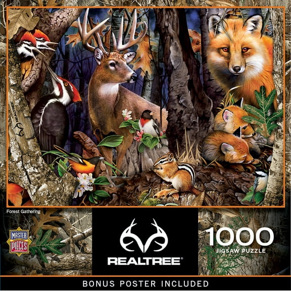 MasterPieces Realtree 1000 Piece Jigsaw Puzzle - Forest Wildlife Deer & Mushroom Theme 19.25"x26.75"