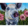 thumbnail image 2 of Wronski, Kathryn 32x26 Black Ornate Wood Framed with Double Matting Museum Art Print Titled - Pigs and Peonies, 2 of 4
