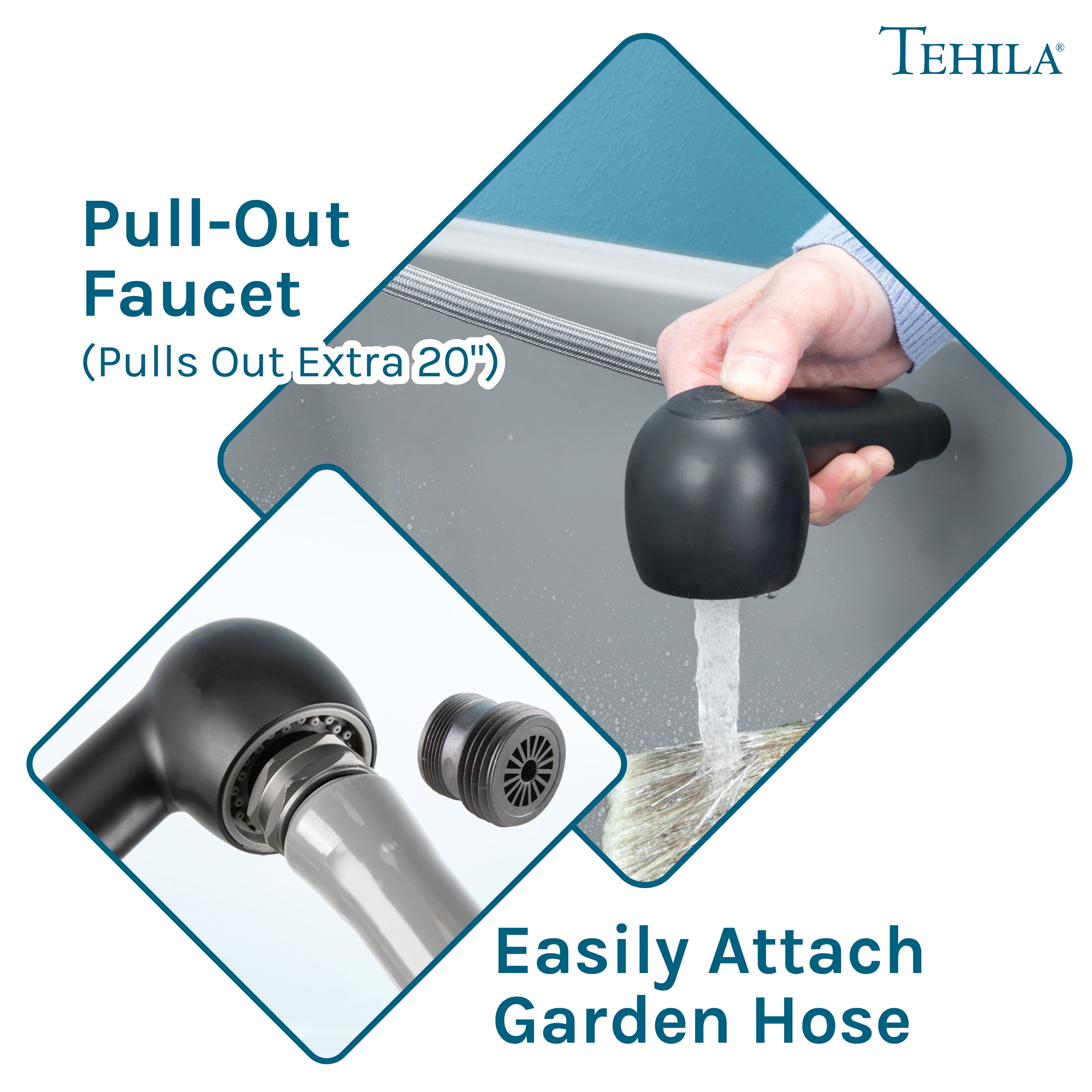 Tehila Grey Freestanding Floor Mount Space Saver Utility Sink with Black Faucet for Laundry Room