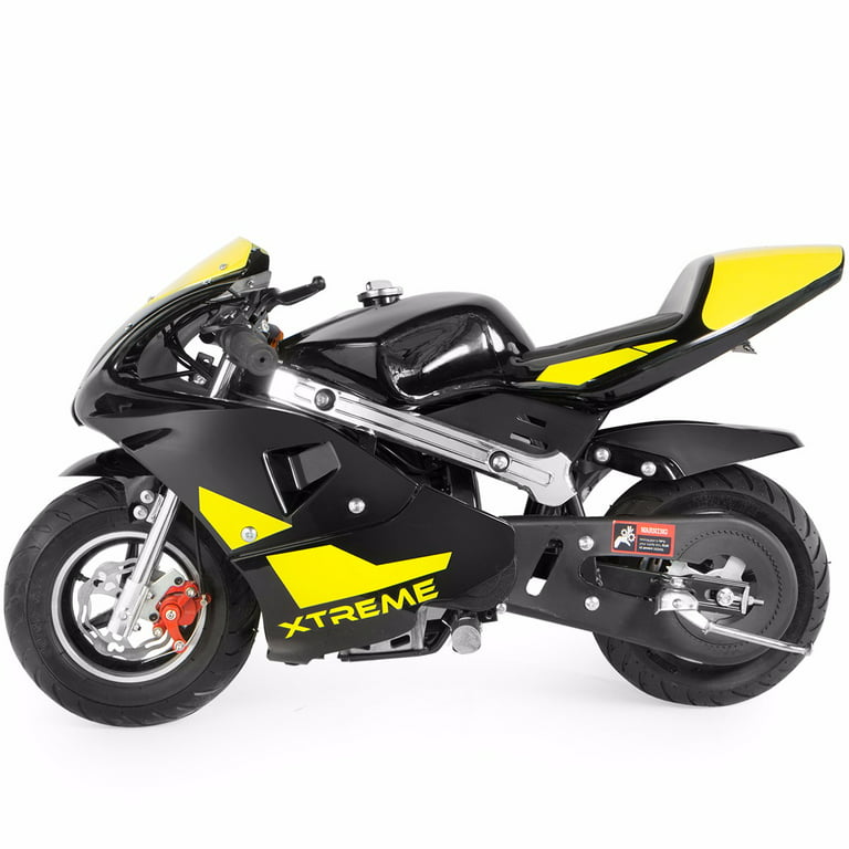 XtremepowerUS Gas Pocket Bike Motorcycle 40cc 4-stroke Engine, Yellow Walmart.com