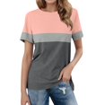 thumbnail image 1 of WILLBEST Chemise de Compression T-Shirts pour Femmes Manches Courtes à Blocs de Couleur Hauts Décontractés d'Été, 1 of 4