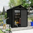 thumbnail image 3 of 6 x 6 FT Resin Storage Shed - Outdoor Garden Storage Shed, Heavy-Duty, Waterproof UV-Resistant Tool Shed, Large Plastic Garden Sheds with Window & Lockable Door for Tool, Bike,Garbage and More,Black, 3 of 9