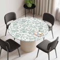 thumbnail image 2 of Round Fitted Tablecloth with Elastic Edge, Green Flower Waterproof Table Cloth Table Cover for 55"-60" Tables, Farmhouse Vintage Boho Leaf Spring Tablecloths for Dining Picnic Party Outdoor, 2 of 9
