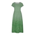 thumbnail image 4 of CHOK Robe pour Femme Grande Taille Décontractée à Manches Courtes, Col Rond, Coupe Ample, Robe d'Été Unie en Lin, Midi Ample et Confortable avec Poches, 4 of 5