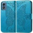 thumbnail image 2 of Designed for Moto G Play 2024 Phone Case Wallet,Women Butterfly Embossed PU Leather Kickstand Card Holder Slots Wrist Strap Flip Cover Purse for Motorola Moto G Play (2024) (Blue), 2 of 14