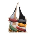 thumbnail image 3 of Meggemo Large Capacity Tote Bag Fringe Trim Design Shoulder Bag for Daily Travel Shopping Storage, 3 of 6