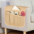 thumbnail image 2 of Deago Sofa Armrest Organizer Non-Slip Arm Chair Bedside Caddy Storage Organizer for Recliner Couch with 5 Pockets for Cell Phone TV Remote Control Magazines (Gold), 2 of 9