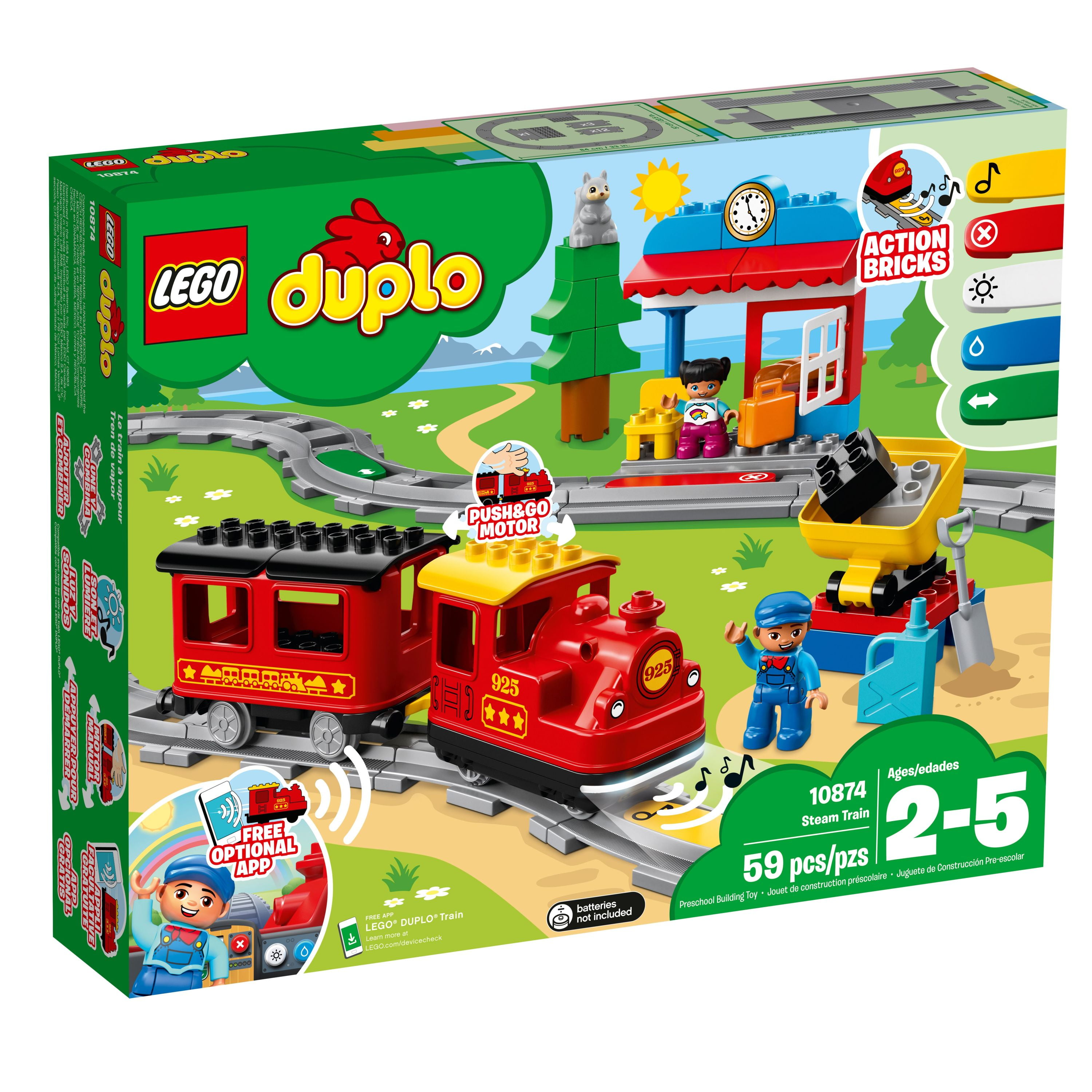 Sanselig komponent partikel LEGO DUPLO Town Steam Train 10874 Remote Control Set - Learning Toy and  Daycare Accessory for Toddlers, Boys, Girls, and Kids 2-5 Years Old, Push  and Go Battery Powered Set with RC