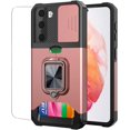 thumbnail image 1 of LAICAIW Compatible for Samsung Galaxy S21 5G Phone Case with Screen Protector Card Holder Stand Kickstand Heavy Duty Shockproof Hybrid Rugged Drop Protective Cover for Women Girls 6.2 inch Rose Gold, 1 of 6