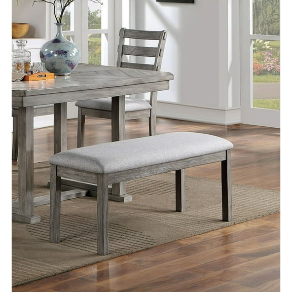 Cterwk Gray Fabric Padded Seat Dining Bench for Living Room, Dining Room