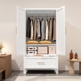 thumbnail image 3 of Jopath Metal Wardrobe Closet,60" Tall Armoire Wardrobe Cabinet 1 Drawers and Hanging Rod,Clothes Storage Organizer Cabinets for Bedroom,Office,Living Room,White02, 3 of 8