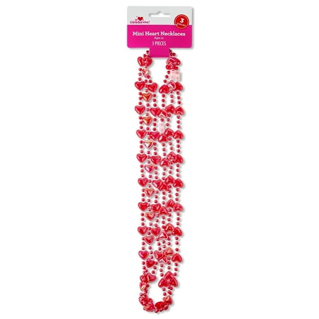 Mini Heart Necklaces, Red, 3 Count, Valentine's Day by Way To Celebrate