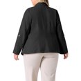 thumbnail image 3 of Agnes Orinda Women's Plus Size Blazers Lapel Button Up Linen Office Business Suit Jackets with Pocket 1X Black, 3 of 5