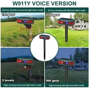 Solar Motion Sensor Alarm Light - Outdoor Security Strobe, 13 Sounds, 129dB Loud, Dual Speaker, Solar Powered