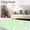 thumbnail image 2 of ODIKA 6'x9' Machine Washable Non-Slip Area Rug, Swirling Cloud Dreamscape with Ethereal Spiral Motifs High Traffic Rug with Pad, Green, 532217, 2 of 8