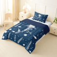 thumbnail image 2 of Manfei Sea Shark Twin Comforter Sets, Cute Seashell Plant Bedding Set, Dark Blue, Blue Reversible, 2 Pieces, 1 Comforter and 1 Pillowcase, 2 of 7