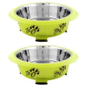Iconic Pet Color Splash Designer Oval Fusion Bowl in Green- Medium - Set of 2