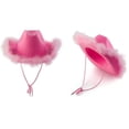 thumbnail image 2 of Costyle Pink Cowgirl Hat with Fluffy Feathers Novelty Cowboy Hat Party Costume Accessories, 2 of 3