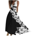 thumbnail image 3 of Jacenvly New Casual Summer Dresses for Women Spring/Summer Sleeveless Color V-Neck Wrapped Chest Dress Long Dress Lightweight Loose Dresses for Women Black, 3 of 6