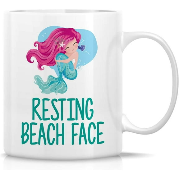 Funny Mug - Resting Beach Face Mermaid 11 Oz Ceramic Coffee Mugs - Funny, Sarcasm, Sarcastic, Motivational, Inspirational birthday gifts for friends, coworkers, siblings, sister, girlfriend