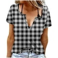 thumbnail image 1 of Liquidation d'Économies! Hauts pour Femmes Grande Taille, Blouse d'Été à Manches Courtes pour Femmes, T-shirt Blouse à Col Rond à Boutons Imprimé à Manches Courtes pour Femmes, 1 of 5