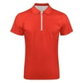 thumbnail image 4 of Pure Red Men Zipper T-shirt Summer Casual Short Sleeve T-shirt Top, 4 of 7