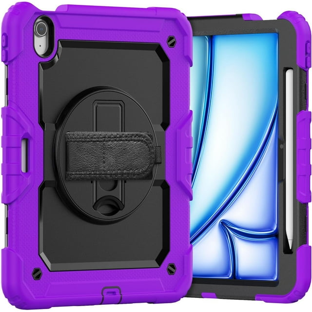 Funda Protectora para IPad Air de 11 Pulgadas, 10.9 Pulgadas con Soporte Giratorio de 360 ° (Morado)