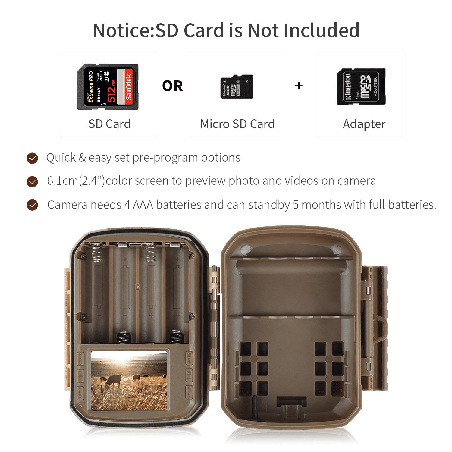 CAMPARK Trail Camera 1080P Game Hunting Deer Camera with Night Vision Motion Activated (3 Pack)