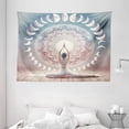 thumbnail image 2 of Ambesonne Mandala Tapestry Wall Hanging, Pastel Yoga Lady with Moon, 80"x60", Pale Pink Blue Grey Tan, 2 of 3