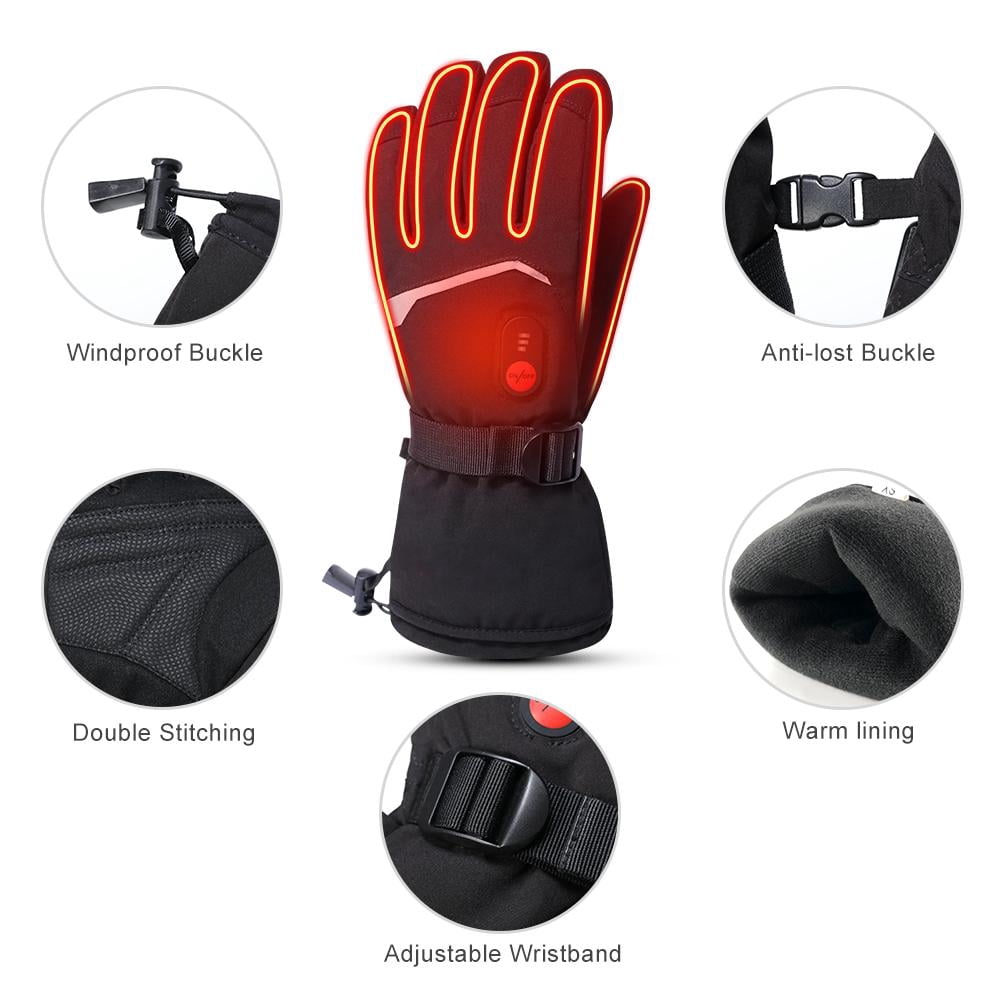 Snow Deer Gloves for Men Women, Rechargeable Electric Heated Gloves ,Heated Skiing Gloves and Snowboarding Gloves