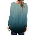 thumbnail image 4 of Women's Fall Henley V Neck Button Up Tunic Tops Flowy Long Sleeve T-Shirts Gradient Printed Blouse for Leggings, 4 of 5