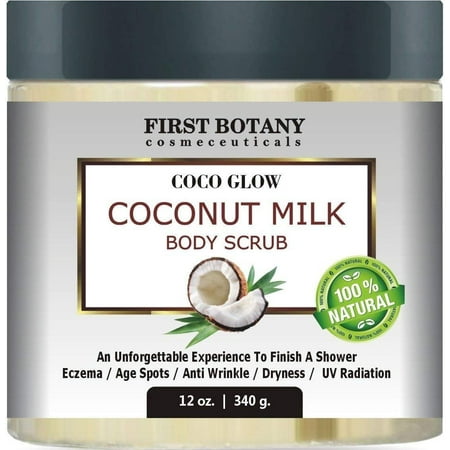 Natural Exfoliator - 100% Natural Coconut Milk Body Polish 12 oz. With Dead Sea Salt and Vitamin E. Powerful Body Scrub Exfoliator and Daily Moisturizer For All Skin Types