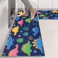 thumbnail image 2 of Kitchen Rugs Sets Of 2,Colorful Dinosaurs Plant Dark Blue Pattern Anti Fatigue Kitchen Mat Rugs Non Slip Washable,Decorative Kitchen Floor Mats for Kitchen,Sink,Laundry,17"X47", 2 of 5