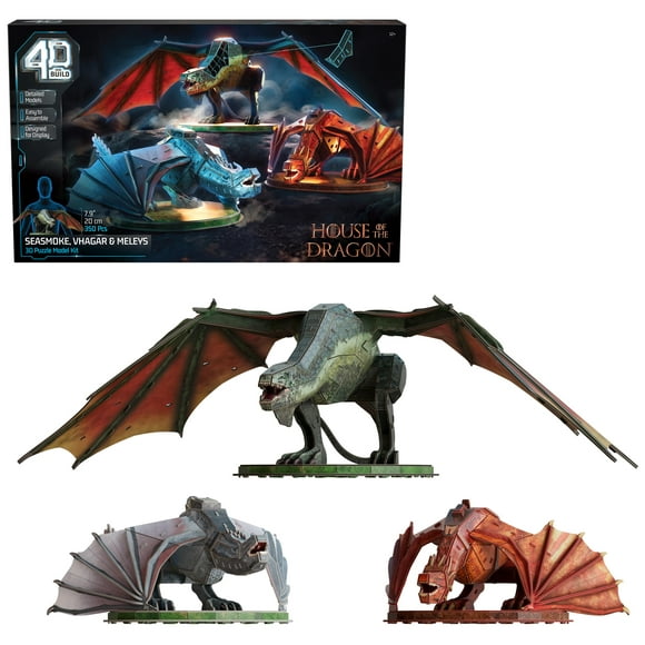 Spin Master Games 4D Build House of The Dragon 3 Pack Dragon 3D Model Kit 350 Pcs Desk D?cor Game of Thrones Puzzles for Adults 3D Puzzles for Adults & Teens 12+