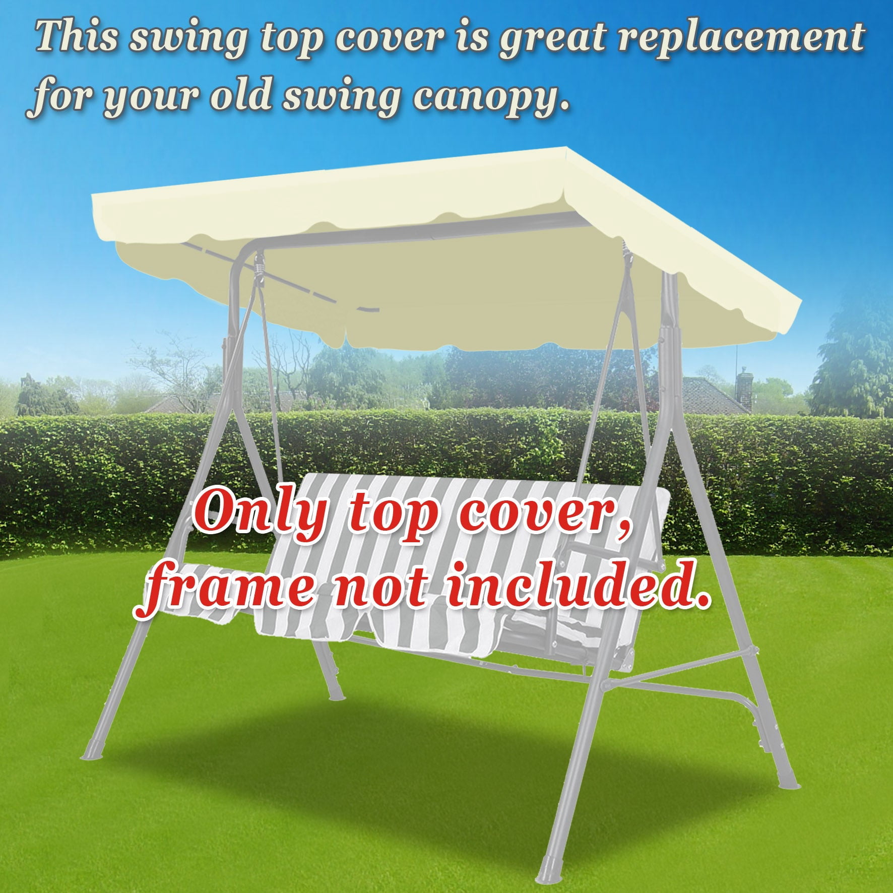 ALUVIERA Canopy ONLY Swing Chair Awning Outdoor Swing Cover Outdoor Patio Swing Canopy Replacement Porch Top Cover for Seat Furniture (73'X52', Ecru)