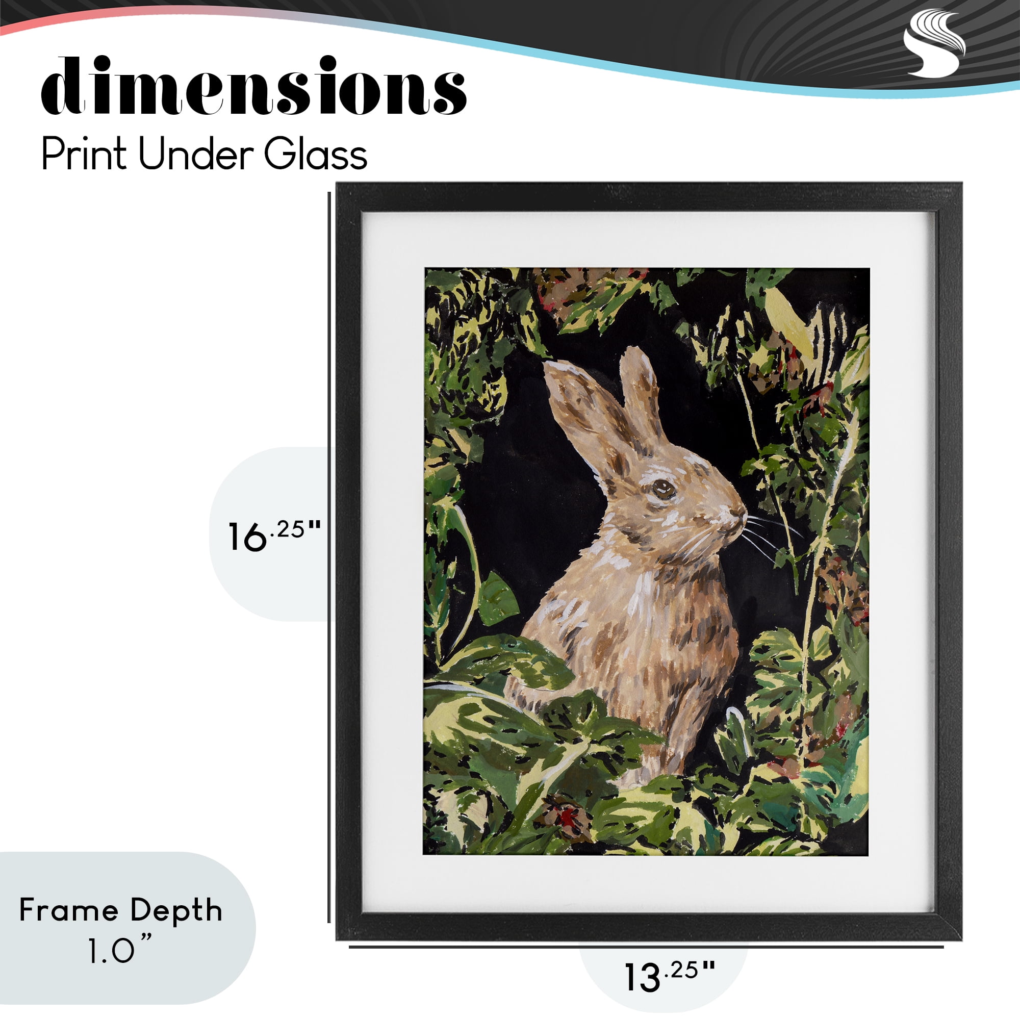 Stupell Industries Wreathed Botanicals Rabbit Black Framed Print Under Glass, design by Melissa Wang