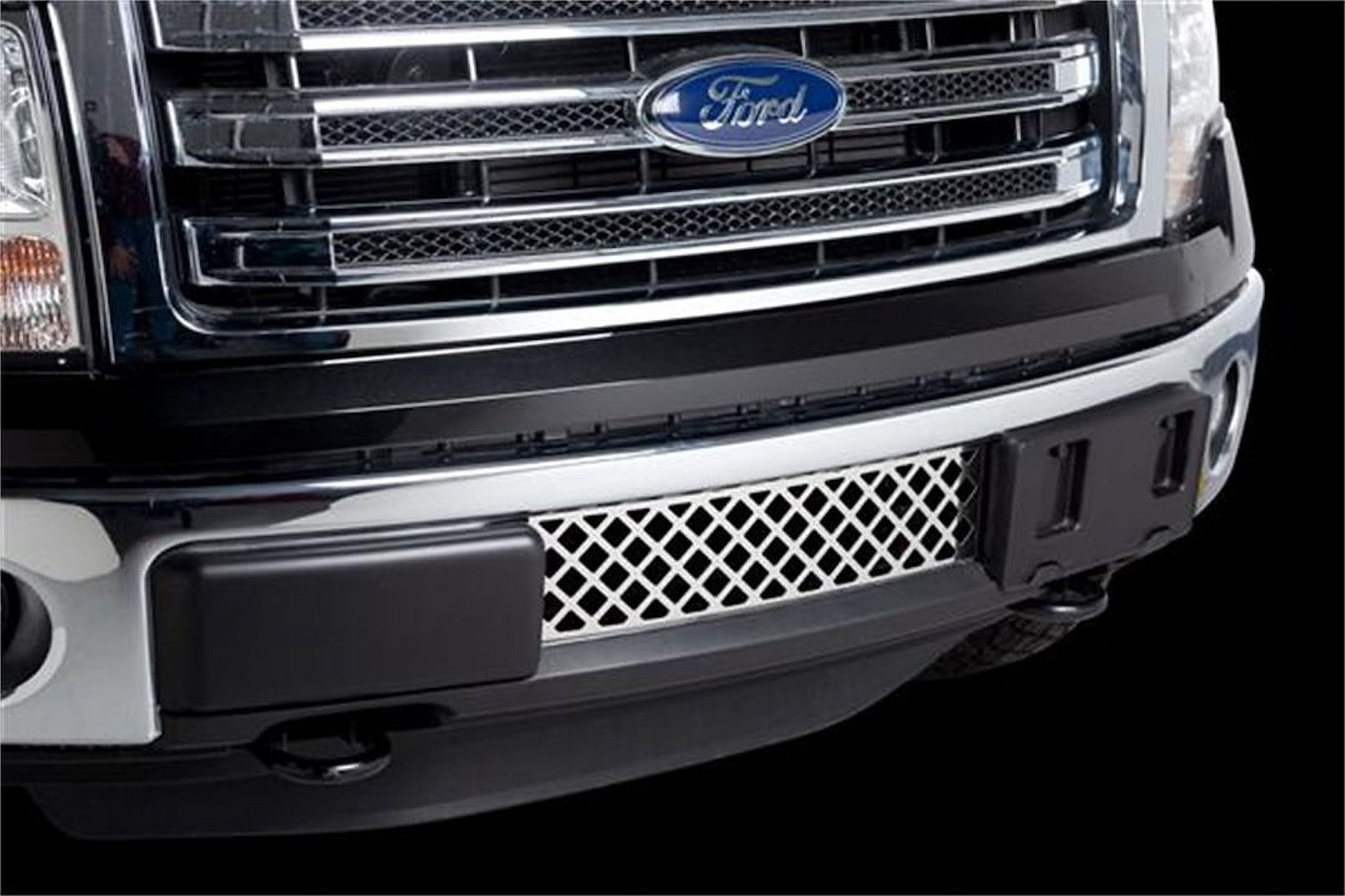 Front Bumper Lower Grille Cover Insert Panel - For 2009-2014 Ford F-150 (Black Plastic)