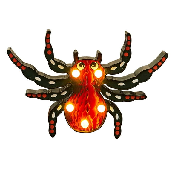 Fnochy 6.69"x9.84" Lighted Spider Halloween Window Silhouette Decoration,Halloween Lighted Window Decoration,Hanging Light Up Holiday Ornament (Spider Light)