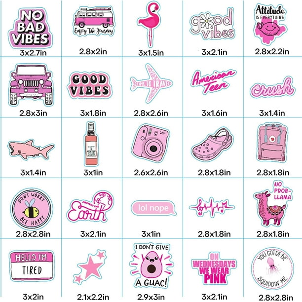 Pink Aesthetic Stickers, Random Pink, Cute Pink, Random Sticker Packs  10/20/50 Pieces, NO REPEATS, Waterproof, UV Resistant, Free Shipping