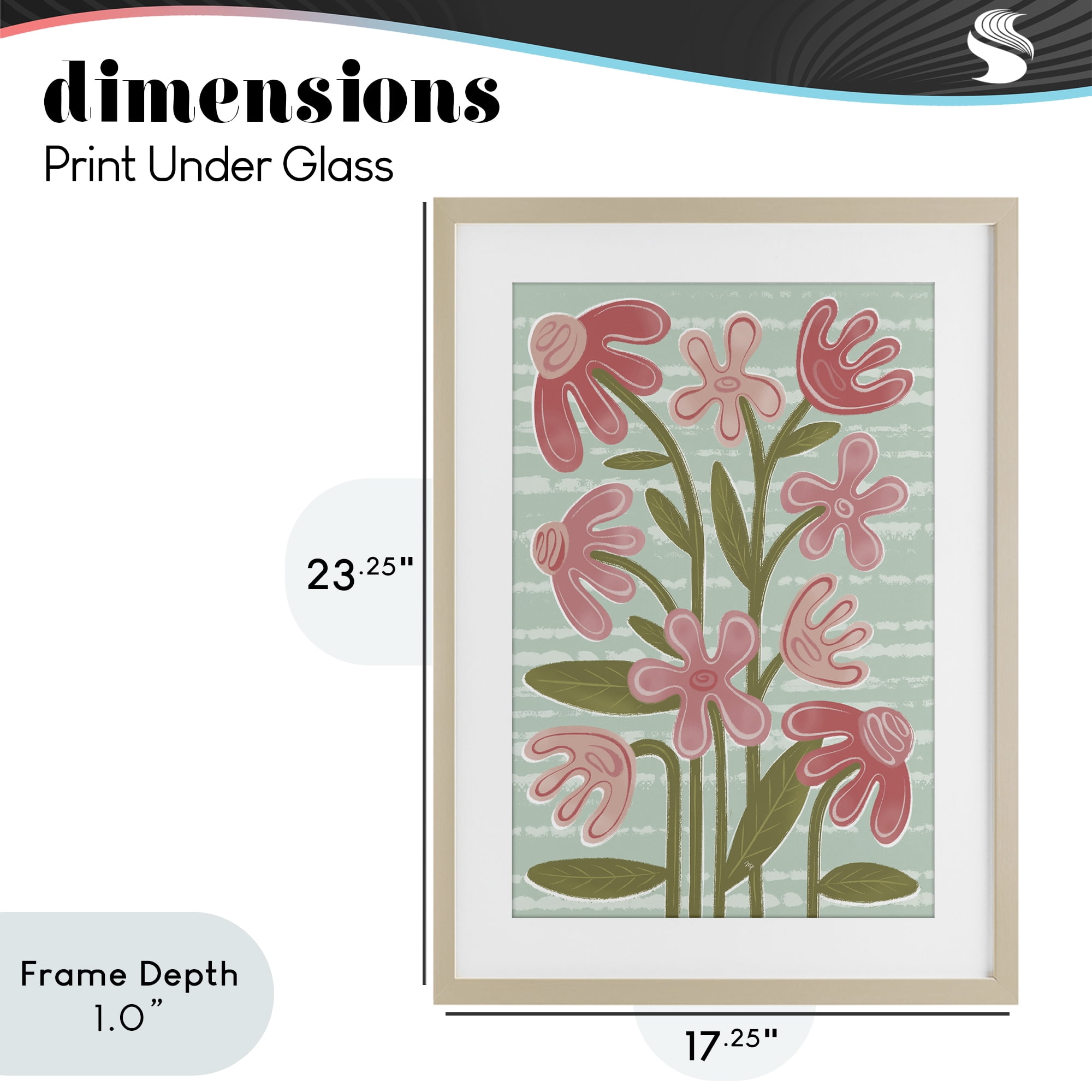 Stupell Industries Pink Whimsy Midcentury Flowers Birch Framed Print Under Glass, design by Martina Pavlova