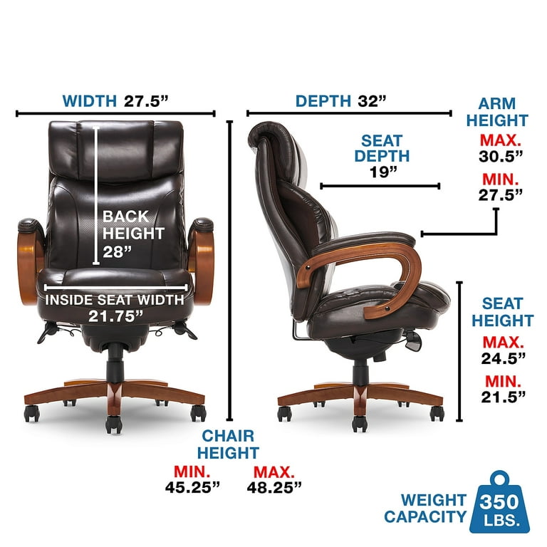 La-Z-Boy Trafford Faux Leather Executive Big & Tall Chair 400 lb. Capacity  Vino Brown (45782OSS)