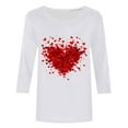 thumbnail image 4 of ZHYou Valentine's Day T-Shirts for Women 3/4 Sleeve Valentine's Day Printed V-Neck Loose Fit Casual Soft Spring Summer Tops,White,XL, 4 of 4