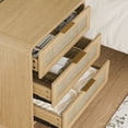 thumbnail image 3 of Noble House Felix 23" Rattan Wooden Nightstands, 3-Drawer Curved Bedside Tables with Gold Handles, Oak, 3 of 9