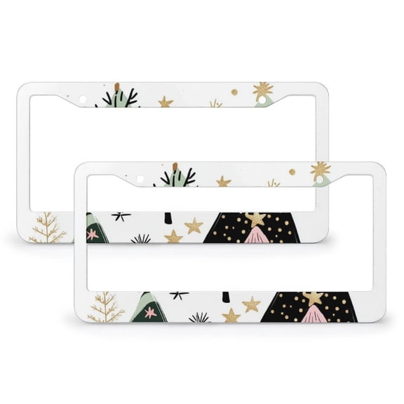 License Plate Cover Christmas Trees Snowflake Auto Car Accessories Tag 2 Pieces Xmas Holiday Metal License Plate Frame for Us Standard Vehicles 12.3" X 6.3" for Men Women Vehicle